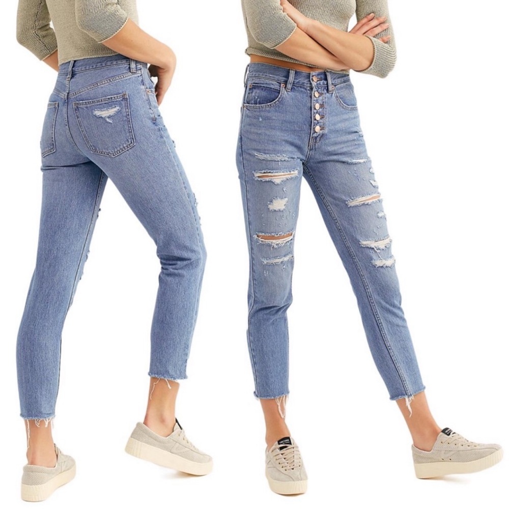 Free People We The Free Blossom Rigid Button Fly Skinny Jeans Sz 31